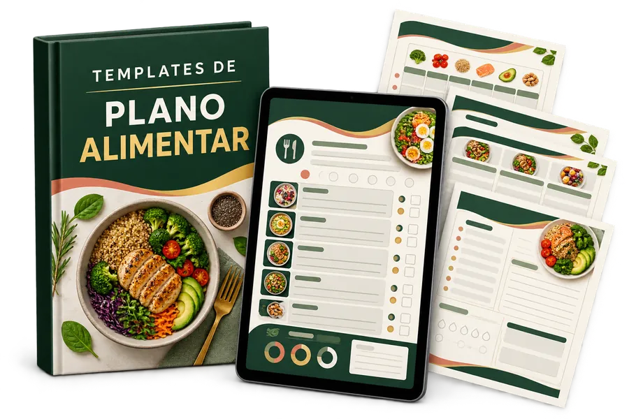 Mockup do bônus Templates de Plano Alimentar